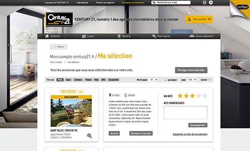 Une page du site de Century21